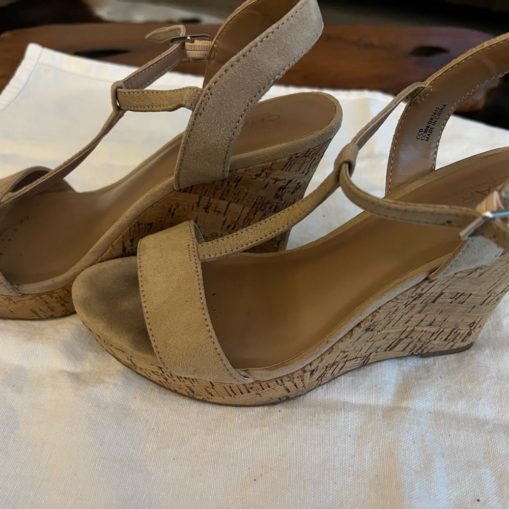 Charles By Charles David Tan Wedge Sandals with Cork Platform
